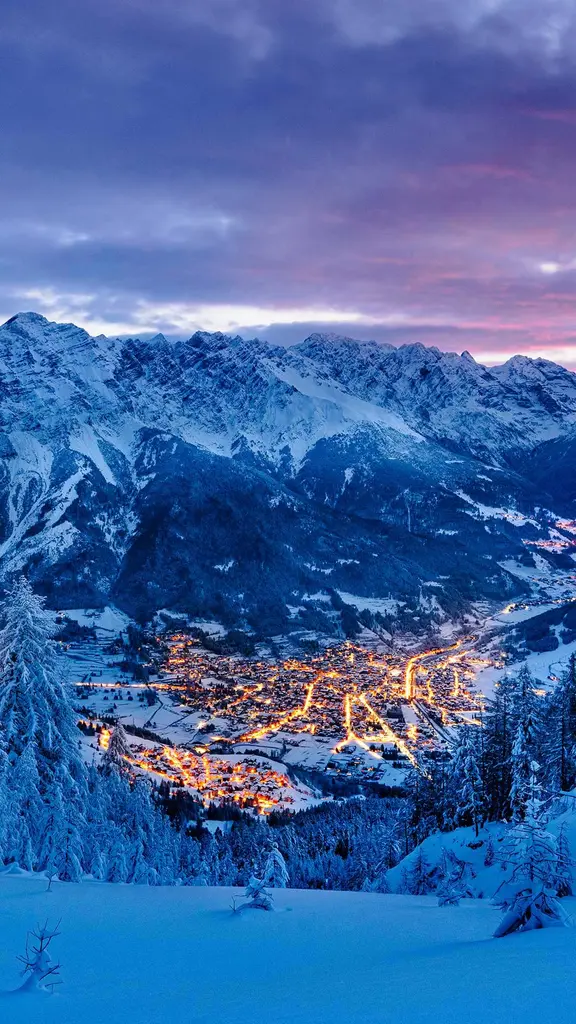 Snow-covered landscape at Bormio, Lombardy, Italy