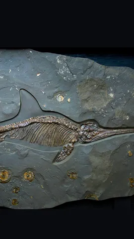 侏罗纪时期的鱼龙化石，英国多塞特