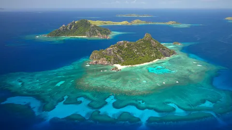 Coral reef surrounding the island of Monuriki, Mamanuca Islands, Fiji