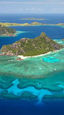 Coral reef surrounding the island of Monuriki, Mamanuca Islands, Fiji