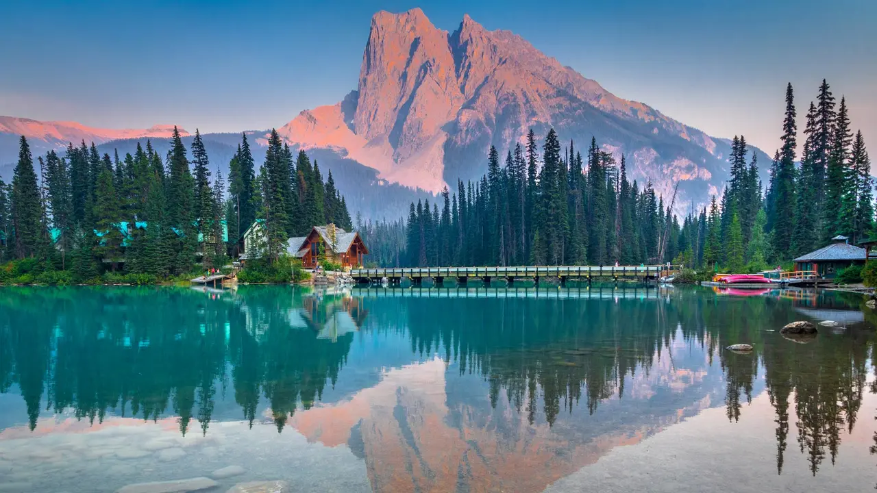 Mount Burgess and Emerald Lake in Yoho National Park, British Columbia, Canada