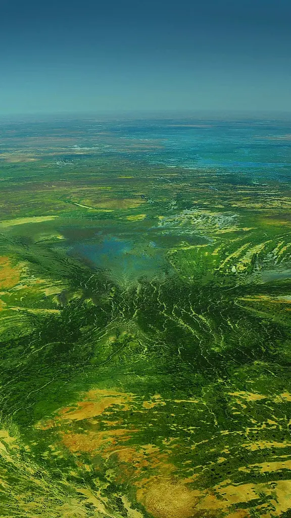 多くの水路が走る草原