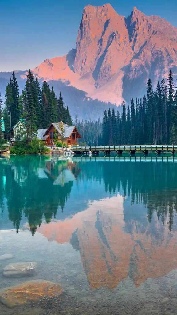 Mount Burgess and Emerald Lake in Yoho National Park, British Columbia, Canada