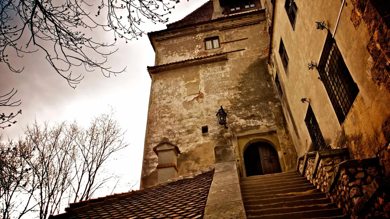 Entrance of Bran Castle in Bran, Brașov, Romania