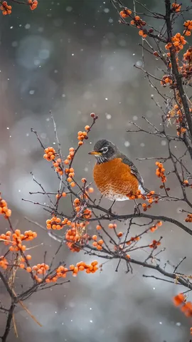 伫立枝头的旅鸫鸟，加拿大