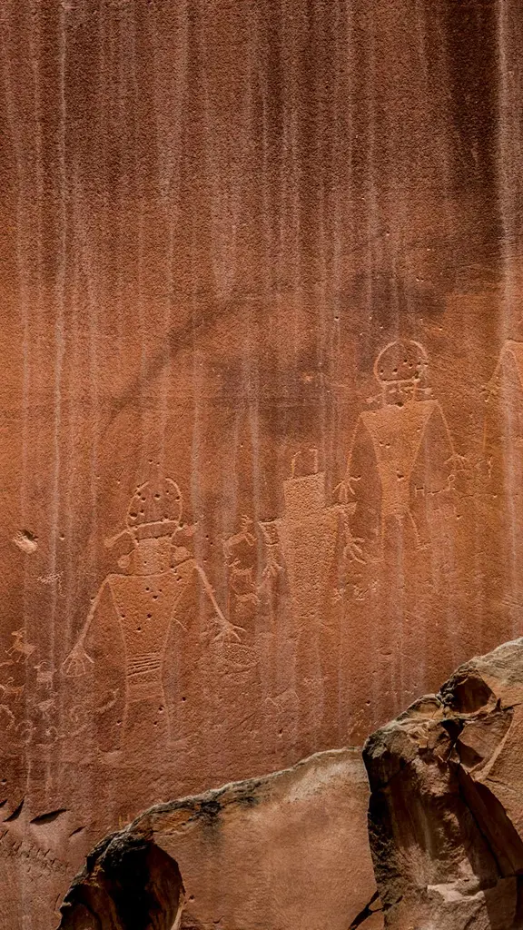Petroglyphs near Fruita in Capitol Reef National Park, Utah, United States