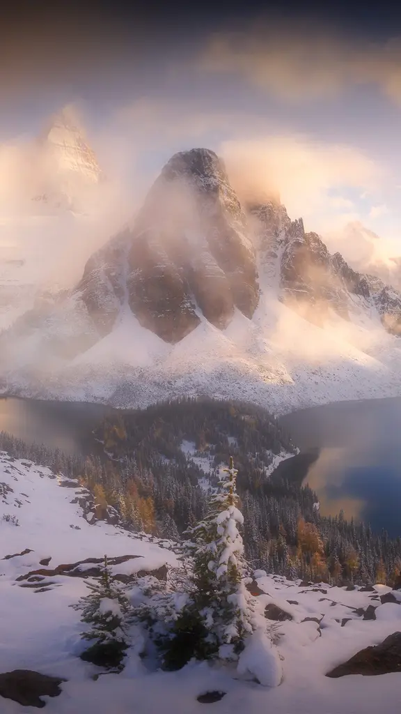 A peak peeks through the clouds