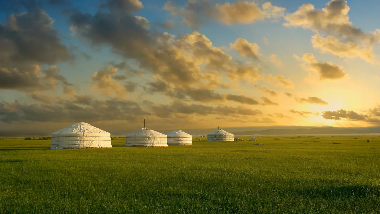 Yurts in the grassland of Mongolia