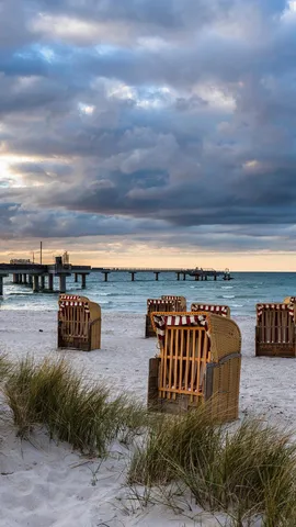 Beach chairs on Steinwarder in Heiligenhafen, Schleswig-Holstein, Germany