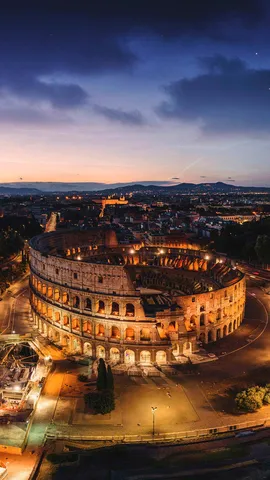 Aerial view of the Colosseum, Rome, Italy
