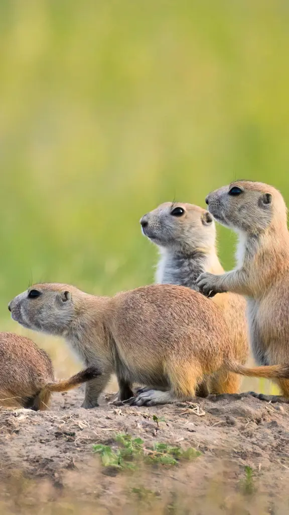 Black-tailed prairie dogs at Roberts Prairie Dog Town, Badlands National Park, South Dakota, United States