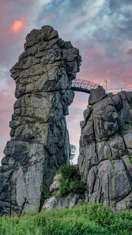 The Externsteine rock formation in the Teutoburg Forest, Germany