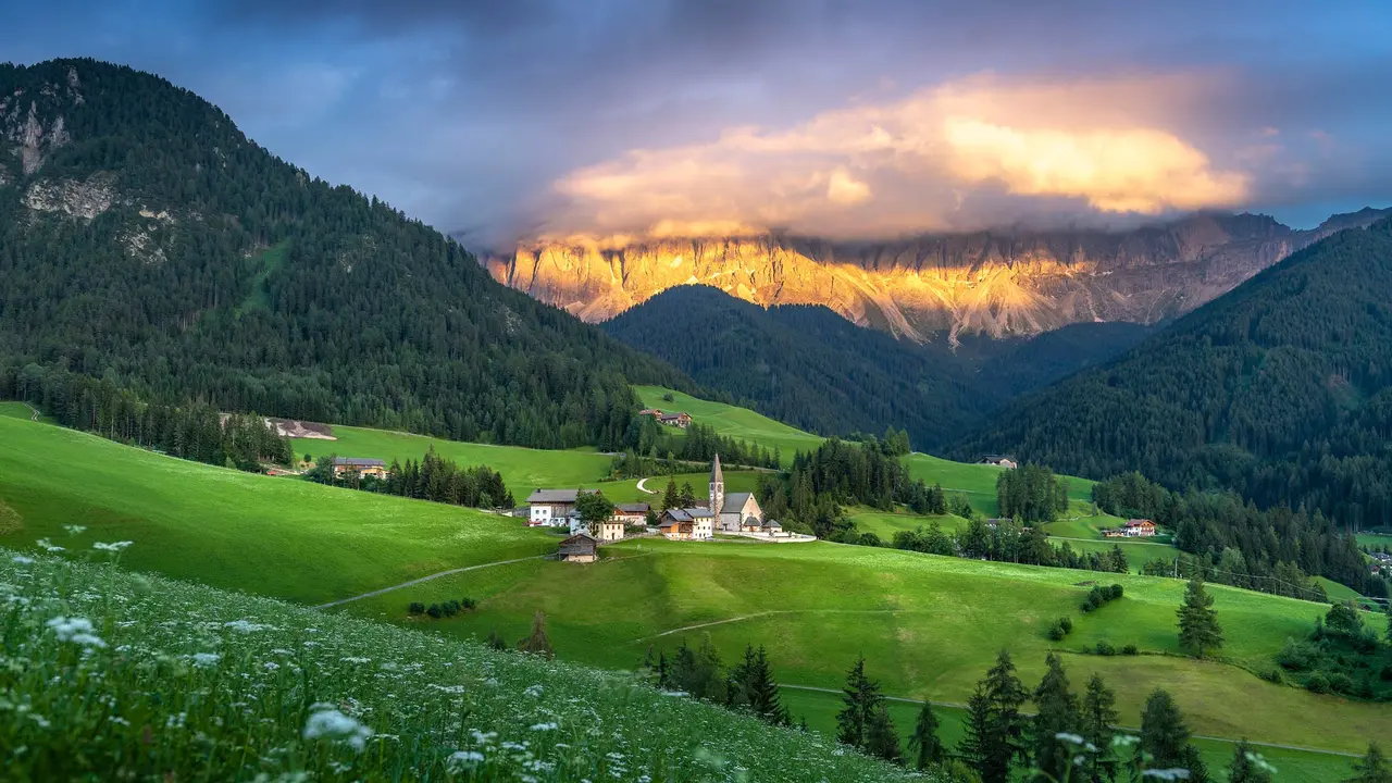 Village of Santa Maddalena, Dolomites, Italy