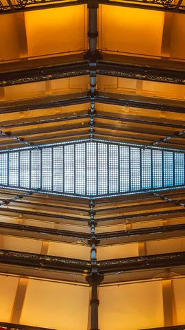 The eight-story open atrium of Milwaukee City Hall, Wisconsin, United States